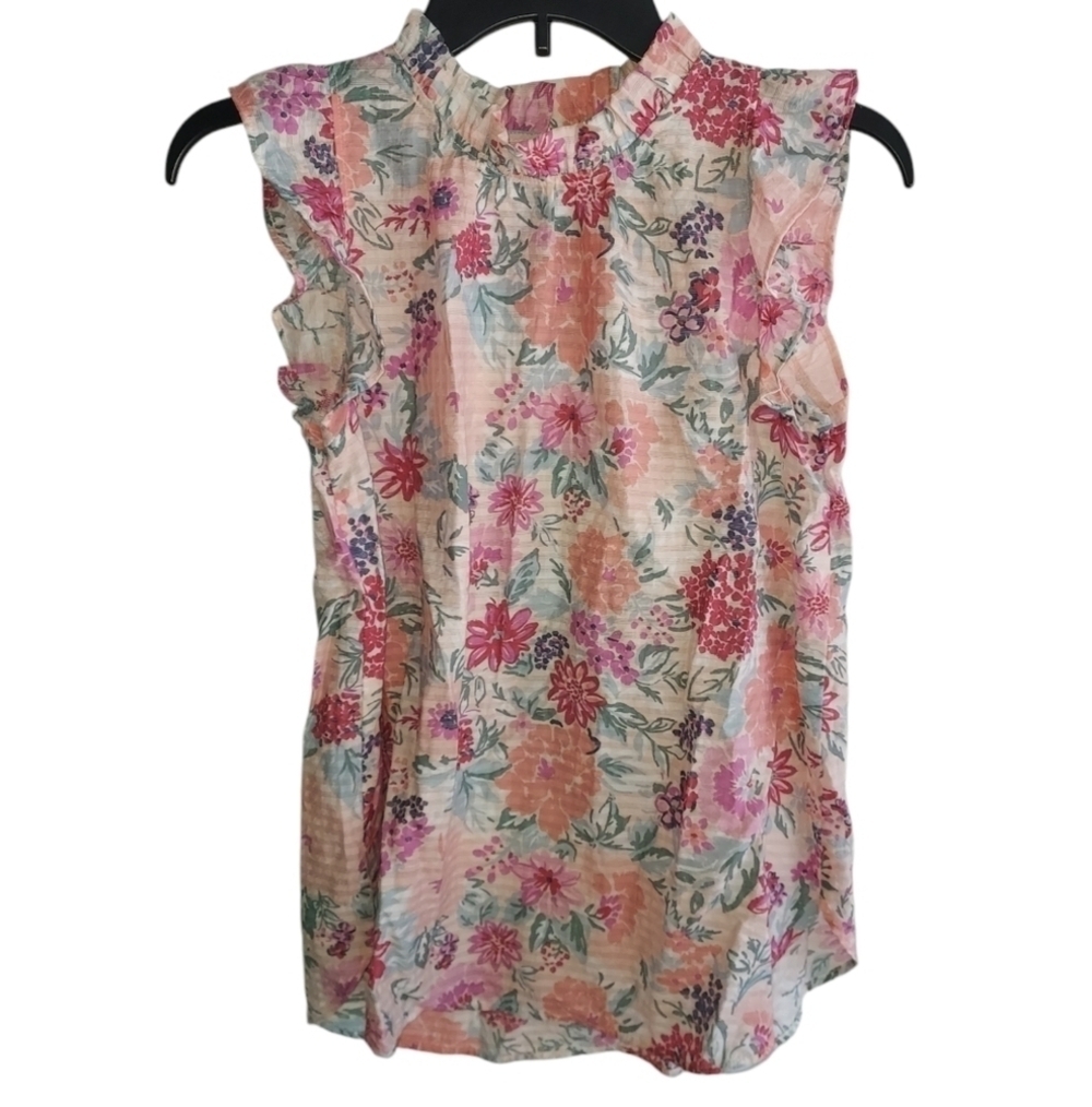 Loft floral Flutter mock sleeves tank top